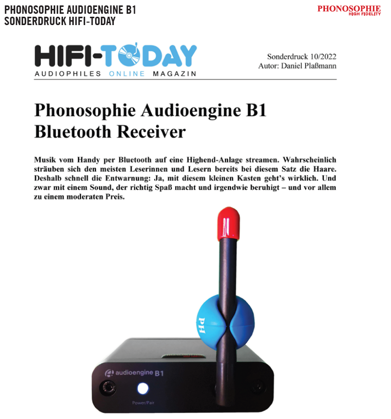 Testbericht HIFI Today zu Phonosophie Audioengine B1 Music Receiver