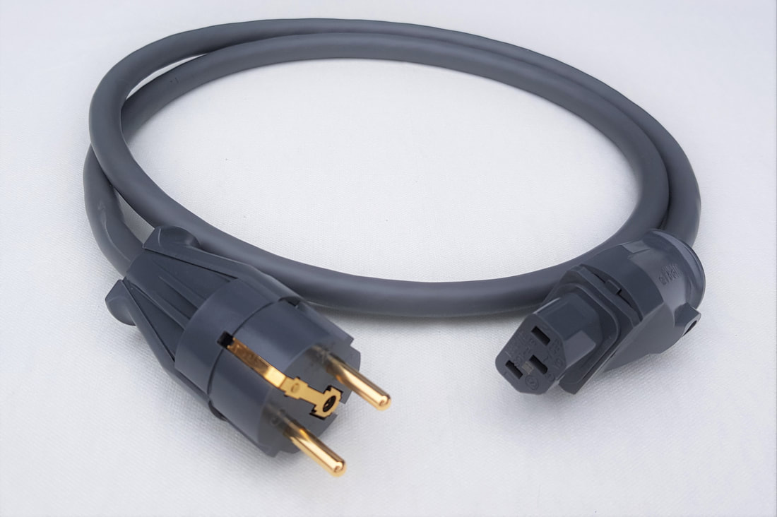 Netzkabel Schuko premium Gold